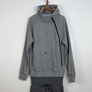 New Tuxy Suit Men Large Gray Fleece Sweatsuit Tracksuit One Piece Hoodie Joggers